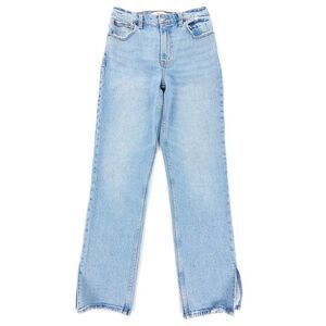 ABERCROMBIE 90s Straight Ultra High Rise Jeans Ankle Slit Clean Girl Minimal Y2k